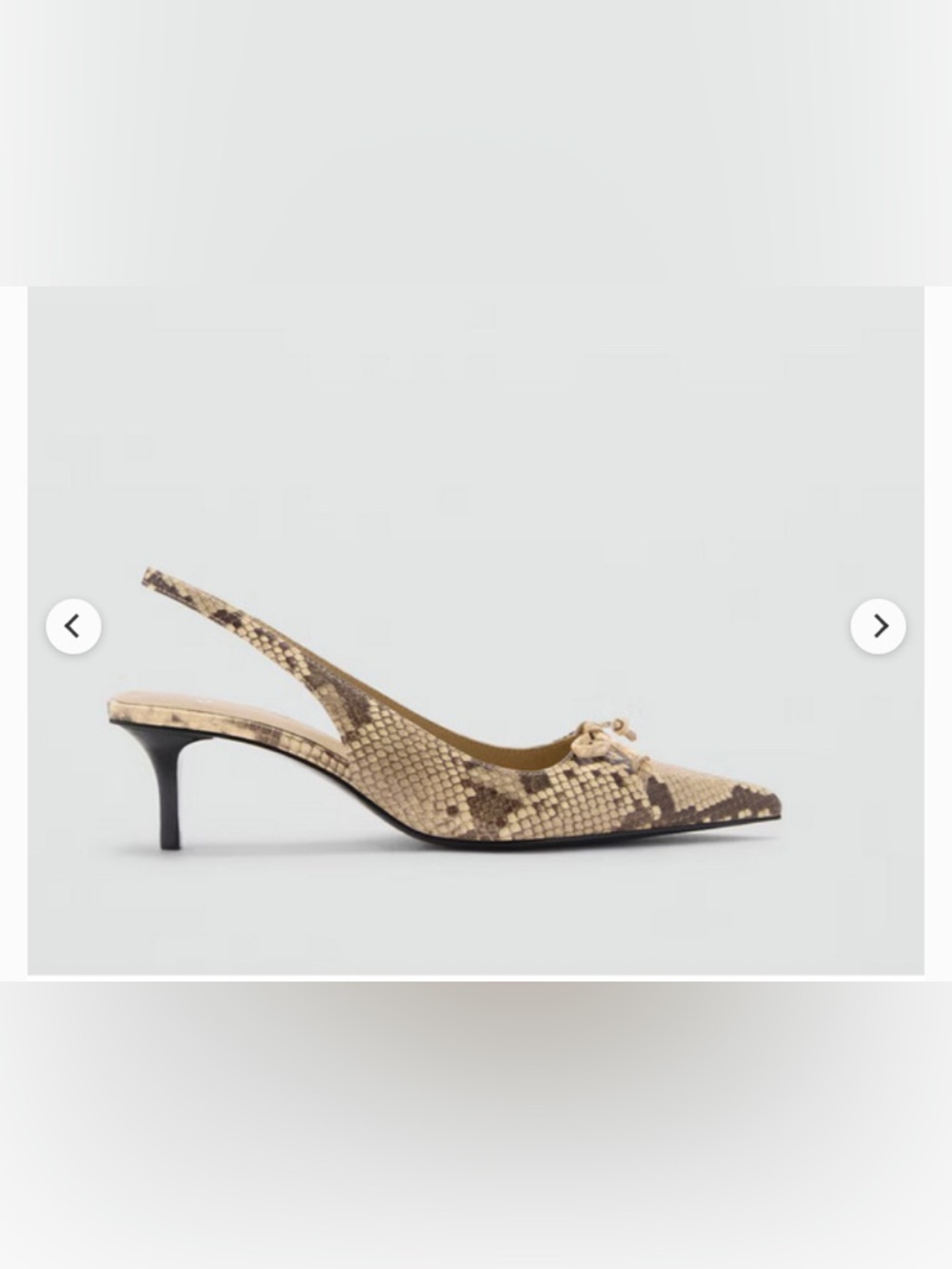Slingback Pointed-Toe Kitten Heel in Snake Print - Beige